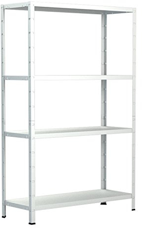 SCHULTE Regalwelt Steckregal mit 4 PowerMAX Fachböden, 70 kg Tragkraft, 200x100x50 cm (HxBxT), weiß, Lagerregal, Werkstattregal, Kellerregal, Garagenregal, Metallregal