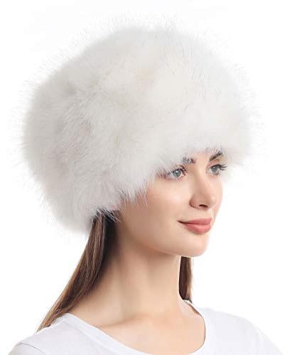 Soul Young Damen Fellmütze Pelzmütze Wintermütze Faux Fuchs Warm Weich Pelz mütze(Weiß)