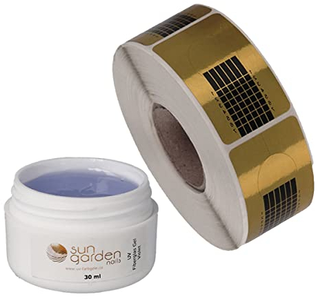 Gel UV fibre de verre VIOLET 30 ml INCL. 500 modèles de modelage SET - Gel de finition gel adhésif pour accumulation de gel