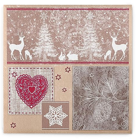 Sovie HORECA Weihnachtsserviette Karina aus Linclass® Airlaid, winterliche Serviette stoffähnliche, ideal für die Adventszeit & Weihnachten, 40x40cm, 50 Stück