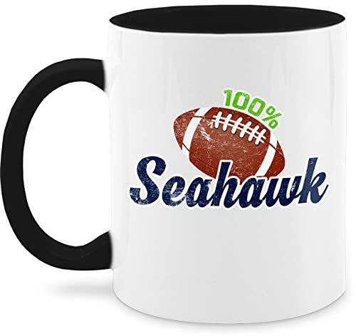 Tasse Tassen 325ml - Deko Hobby Geschenk - 100% Seahawk - 325 ml - Schwarz - football fanmug football/seahawks kaffeetasse american glühweintassen mug