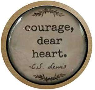 bab C.S. Lewis Quote, Courage Dear Heart, glass dome Keychain, pendant, ice Box Sticker Refrigerator Sticker