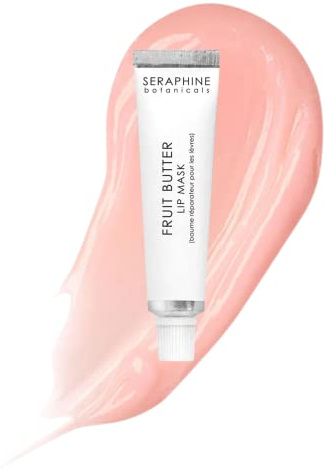 Seraphine Botanicals Fruit Butter Restorative Lip Mask Overnight Gel Balm Repair Dry, Chapped Lips Instant Hydration, Softness & Elasticity with Shea Butter & Apricot Kernel Oil Dewy Finish 0.51oz