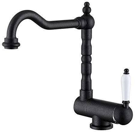grifo cocina abatible y extraible, antiguo, fregadero, frío y calor, cobre, lacado negro, grifo cocina ventana-Negro mate