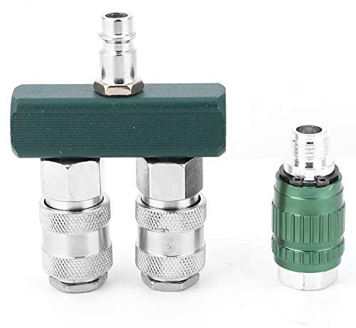 2-Wege Verteiler Anschluss, 1/4 NPT Druckluftverteiler Druckluftschnellkupplungen Luftschlauchkupplung mit Verstellbarer Ventilstecker