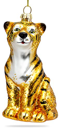 SIKORA BS463 Tiger Christbaumschmuck Glas Figur Weihnachtsbaum Anhänger
