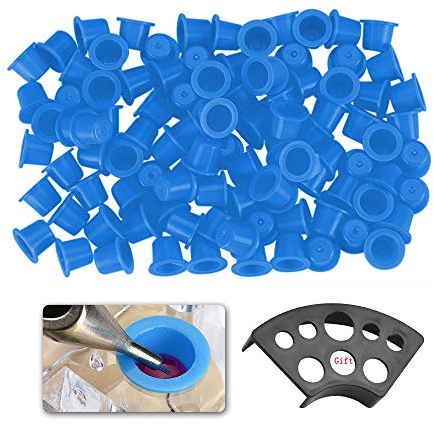 ATOMUS Tattoo Ink Caps Cups 600 Pieces Blue Medium Tattoo Cap inks Cups Pigment Cap Plastic Inks Cup Tattoo Accessories Disposable