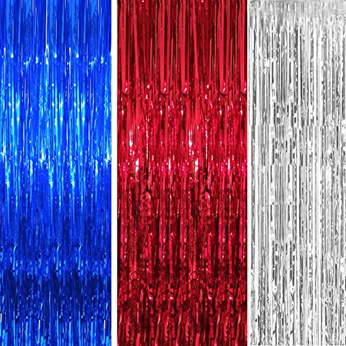 Fransenvorhänge aus Lametta-Folie, 1 x 2 m, Party-Hintergründe, Requisiten für König Charles III, Krönung, britische USA, französische Veranstaltungen, amerikanischer Unabhängigkeitstag,