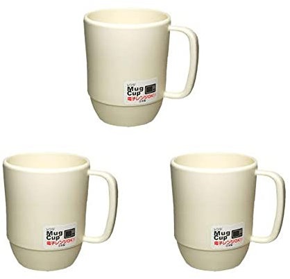 JapanBargain, 3-Pack Japanese Plastic Mug 12oz, Unbreakable BPA-Free Coffee Tea Water Cup, Microwave & Dishwasher Safe, Travel Camping Kids Juice Mug, Made in Japan, White