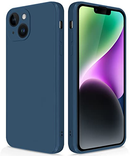 GiiYoon Case Compatible with iPhone 14 Plus, Slim Liquid Silicone Shockproof Phone Case with Soft Microfiber Lining- Blue