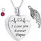Stfery Urne Funéraire Forme Coeur, Urne Funéraire Enfant Acier Inoxydable Argent Octobre Cremation ECG Papa Zircone
