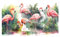 WallArena - Vlies Fototapete Flamingo Tiere Pflanzen Blätter Aquarell 208x146 cm - Fototapeten - Tapeten - für Wohnzimmer Schlafzimmer - Vliestapete Wandtapete Tapete 3D Effekt- inkl. Kleister