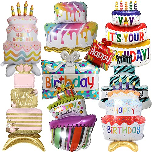 MEZHEN Folienballon Geburtstag Luftballons Happy Birthday Luftballon Folie Geburtstagskuchen Ballon Geschenk Luftballons Helium Ballons Hochzeit Torte Kindergeburtstag Deko
