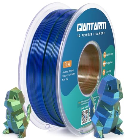 GIANTARM Silk PLA Filament 1.75mm(±0.02mm) für 3D Drucker, 1kg, 1 Rolle vakuumverpackt,PLA Silk-like tricolor, Orange+Blau+Grün
