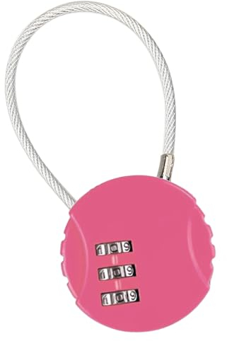 Cadenas Code, Cadenas avec Combinaison à 3 Chiffres Réinitialisables, Serrure à Combinaison Petit Cadenas à Code Cable pour Valise Sac de Voyage Casier (Rose)
