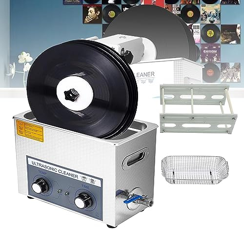 LINCYS Tragbare 6-Liter-Ultraschall-Schallplattenreiniger, 0-30-Minuten-Timer und Temperaturregelung, LP-Schallplattenreiniger, Disc-Waschmaschine, Ultraschall-Schallplattenreiniger