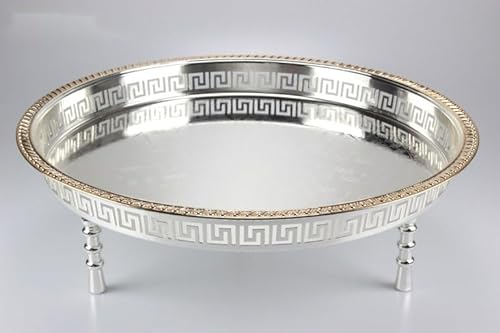 Orientalisch Tablett Teetisch L 45cm x 14cm rund Silber Gold Neu