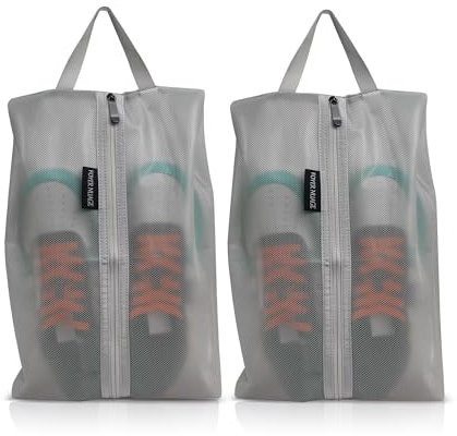 2 Stück Schuhbeutel Reise, TPU Wasserfeste Schuhtasche mit Reißverschluss, Reiseutensilien für Männer und Frauen (Grau)