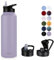 MURBONE Gourde en Acier Inoxydable 1.2L(+2 Bouchons) avec Paille Amovible,Bouteille Isotherme Sans BPA Thermos Double Paroi Sous Vide Étanche,anti-fuite,pour le Sport et Voyage