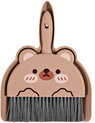 XFLYP Mini Dustpan and Brush Set, Small Cleaning Tools Broom and Dustpan Portable Cleaning Set with Soft Bristles for Office Home Table Desktop Counter Drawer Keyboard Car Cleaning (Brown)