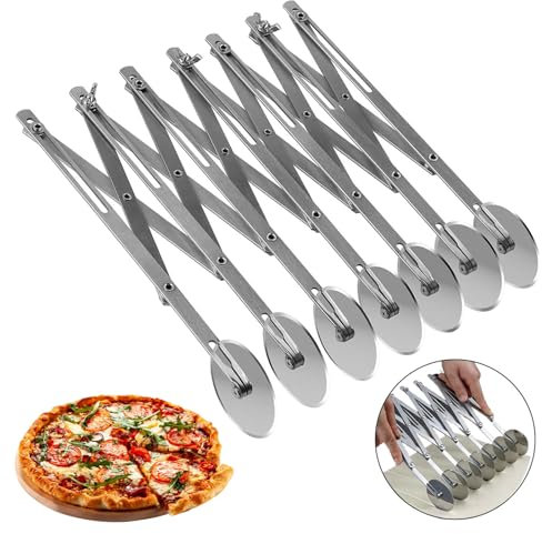 Pizza Cutter Multi-Wheel - Food Grade Stainless Steel Pizza Slicer Adjustable 7-Wheel Divider for Pastry Dough Food