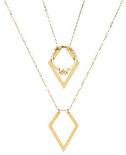 Hobbspring 1 Stück Ringhalter Halsketten 40cm Goldener Rautenanhänger Ringhalter Halskette Aus Edelstahl Eheringe Halskette Mit Verlängerungskette Für Ehefrau Verlobte Krankenschwester Geschenk