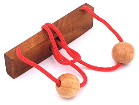 ROMBOL Schlaufenpuzzle, EIN Seilpuzzle, Holzspiel, Denkspiel, Knobelspiel, Geduldspiel aus Holz