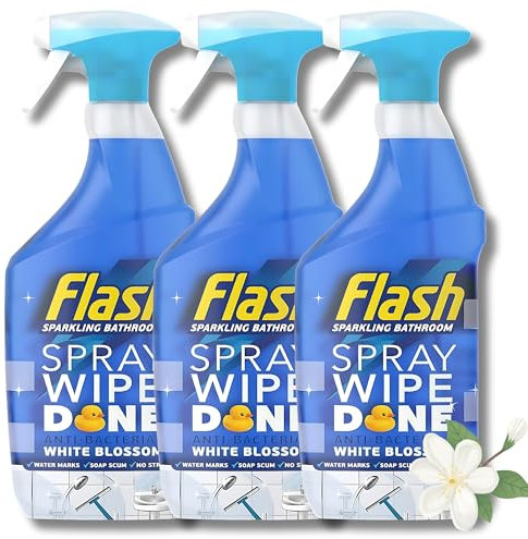 Cleaning Spray -Sparkling Bathroom Antibacterial Wipe-Done, 800ml - Pack of 3 with Fresh White Blossom Fragrance for Effective Disinfection and Long-Lasting Clean