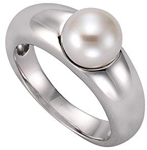 Zeeme Pearls Damen Ring 925/- Sterling Silber Rhodiniert Muschelkernperle weiß 273270989