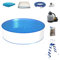 Pool-Set Ø 3,50m Tiefe 1,20m, Stahlmantel & Innenfolie mit Keilbiese 0,6mm, Sandfilteranlage mit 6-Wege-Ventil, Sicherheitsleiter, Skimmer, Bodenvlies und Abdeckung