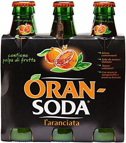 Oransoda Zero | Bevanda Gassata all'Arancia Senza Zuccheri, 6 Bottiglie in Vetro da 20 cl VAP, L'originale Aranciata Italiana con Succo di Arance Siciliane, Senza Coloranti
