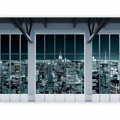 Papier peint murando intissé 200x140 cm Décoration Murale XXL Poster Tableaux Muraux Tapisserie Photo Trompe l'oeil Ville Ville New York Panorama Fenetre c-A-0074-a-d