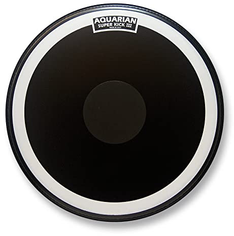 Aquarian Super Kick-III 61 cm (24 Zoll) Bass Drum Fell mit Vordämpfung und Power Dot, schwarz