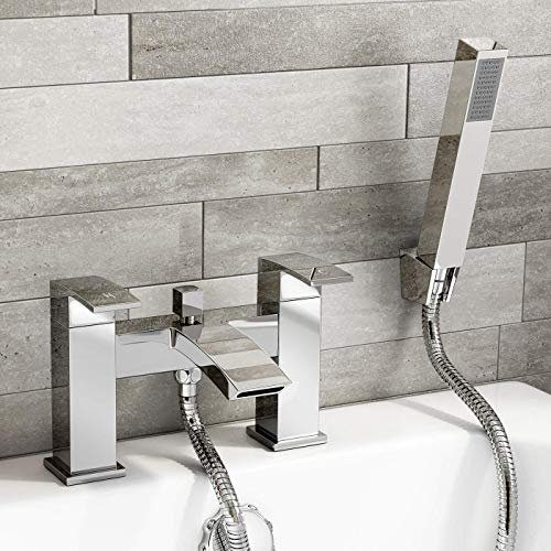 iBathUK | Chrome Bath Filler Mixer Tap Hand Held Shower Head Handset Set TB95