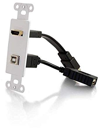 C2G 41013 Composite Video and RCA Stereo Audio Pass Through Single Gang Wall Plate, Brushed Aluminum