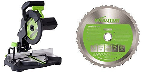 Evolution Power Tools - Project F210-CMS Multi-Purpose Compound Mitre Saw, 210 mm (230 V) with FURY Multipurpose Blade