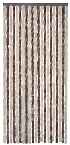 Festnight Flauschvorhang Türvorhang Insektenschutz aus Polypropylen Chenille Verstellbar Breite und Länge 100x220cm Braun-Beige