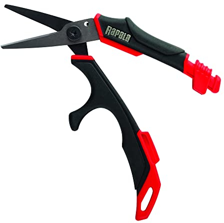 Rapala - Ciseaux de Pêche RCD Precision Line Scissors - Matériel de Pêche - 13 cm - Pour Tous les Fils de Pêche - Outils à Ressort - Coupes Précises - Pince Pêche Solide - Noir/Rouge