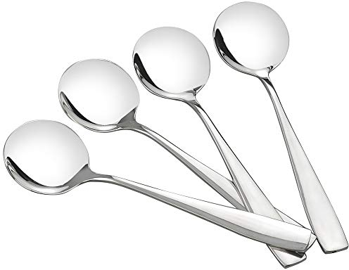 HOMMP Lot de 16 cuillères à soupe rondes en acier inoxydable