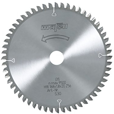 Mafell Sägeblatt-HM, 168 x 1,2/1,8 x 20 mm, Z 56, WZ, für Querschnitte in Holz