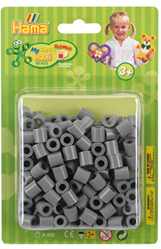 Hama Perlen 8517 Bügelperlen Packung mit ca. 250 bunten Maxi Bastelperlen mit Durchmesser 10 mm in Grau, kreativer Bastelspaß für Groß und Klein