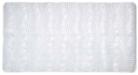 AQUALONA® Premium Bath Mat, Anti-Mould Non-Slip – PVC, Machine Washable. BPA, Latex, Phthalate Free (Waves Clear)