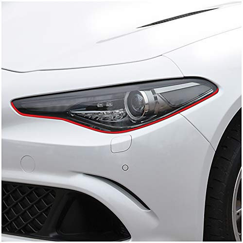 Devil Eye® Scheinwerferfolie rot Zierstreifen Dekor Dekorleiste Folie Flexibel für Scheinwerfer Kfz Auto Zubehör Selbstklebend KX004 (Kompatibel mit Alfa Romeo Giulia ab 2016)