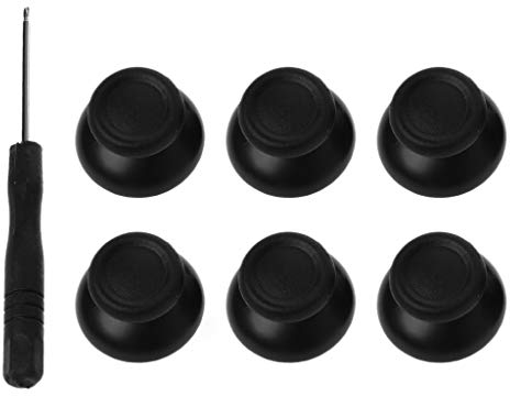 SHOTAY 6PCS Analog Stick Thumbsticks Thumb Stick Joystick Destornillador Juego de Herramientas Kits de Repuesto Negro para 4 Piezas de reparación del Controlador PS4 Negro