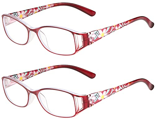 SaNgaiMEi Blaulichtfilter Lesebrille Damen Herren Computerbrille, Bequeme und flexible Blaulichtbrille Lesehilfen Sehhilfe Brille mit Sehstärke (Rot, 2.0, multiplier_x)