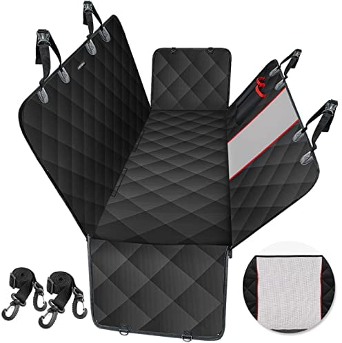 Favoto Funda Perros Coche, Cubierta de Asiento para Mascota Impermeable y Resistente, Protector Coche con Ventana de Malla Visible y Cremallera Universal para SUV, Camión, Viaje, 137x147cm