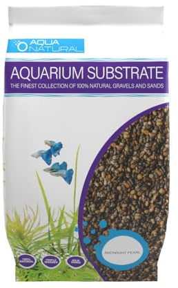 Aqua Natural Midnight Pearl Substrat de Gravier pour Aquariums, vivariums et terrariums 2-4 mm 9 kg