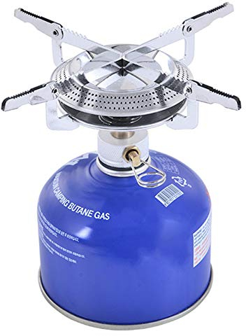 Camping Gaskocher, Campingkocher, Außen Herd beweglicher faltender Brenner Mini Camping Brenner Ofenkopf Topfset für Picknick-Silber für Camping Picknick