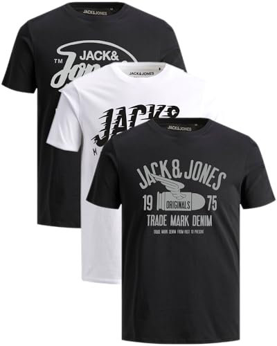 JACK & JONES Herren 3er-Set T-Shirts aus Baumwolle (Slim Fit Mix 23, L)