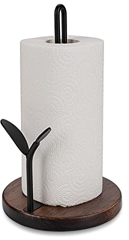 Free Standing Paper Towel Holder, Kitchen Towel Holder Organizer Roll Dispenser for Countertop, Dining Table (9 Inch, Black)